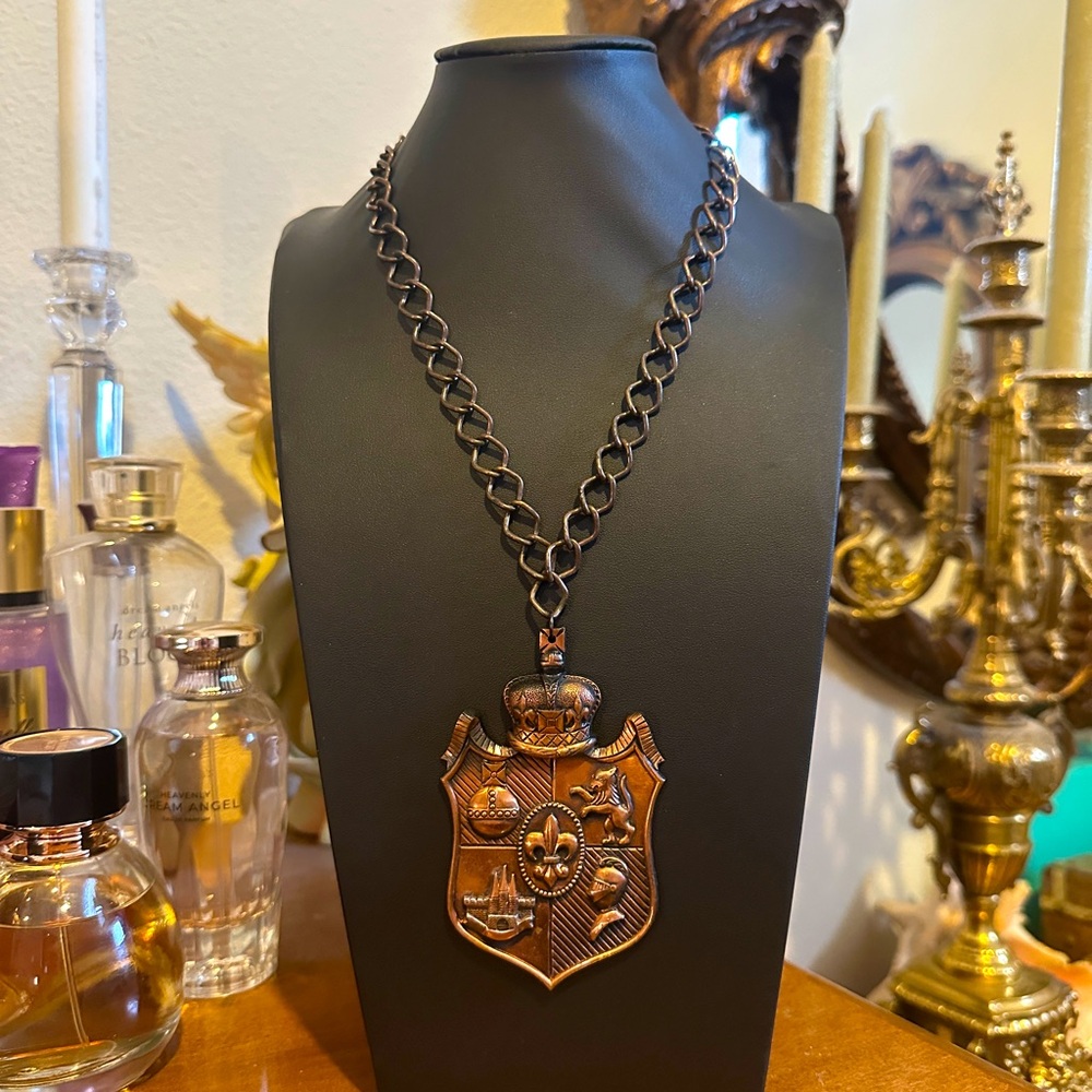 Bronze Shield Pendant Necklace